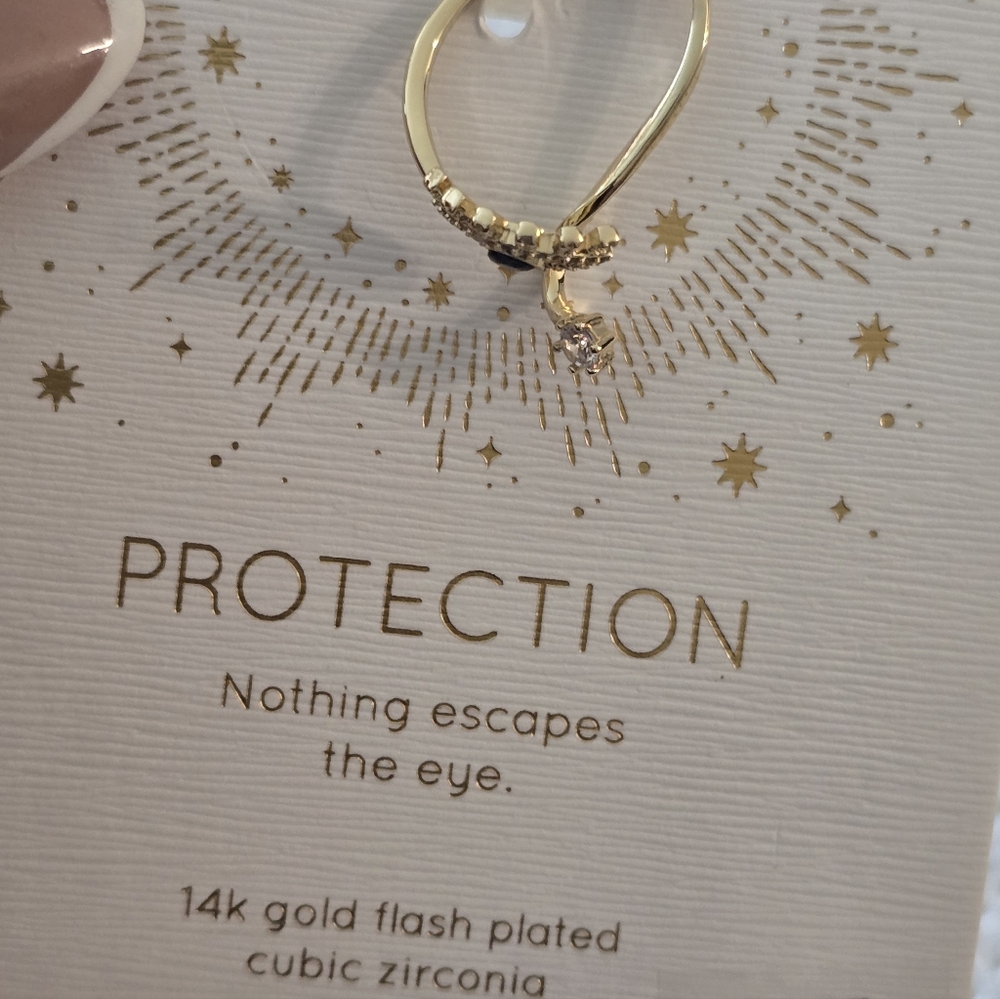 Unwritten Gold and Black Women's Ring Sz 7 Cubic Gold Plated New - Picture 5 of 8